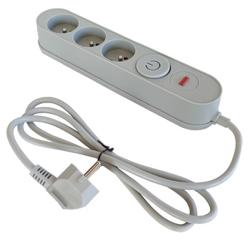 Przedłużacz 3 gniazda 1.5M z włącznikiem SZARY W-00011 Plastrol