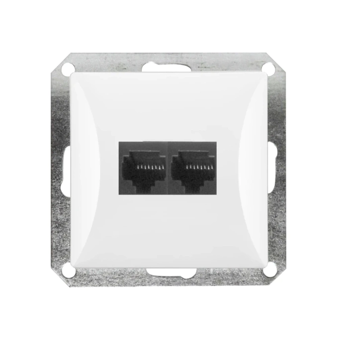 OPAL biały gniazdo komputerowe podwójne RJ45 8pin GTP 22 OP moduł Timex