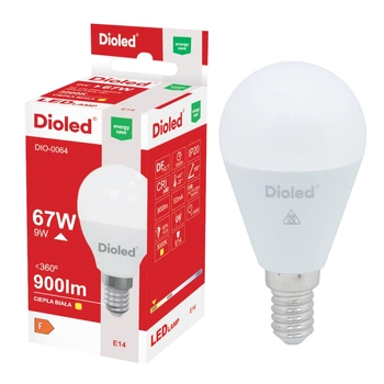 Żarówka LED kulka E14 9W 3000K 900lm DIO-0064 Dioled