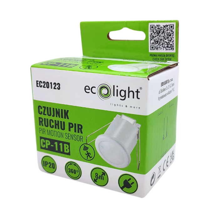 Czujnik ruchu PIR CP-11B IP20 8m biały EC20123 ECOLIGHT