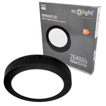 Oprawa natynkowa LED okrągła 24W 2640LM 4000K czarna IP20 EC20474 ECOLIGHT