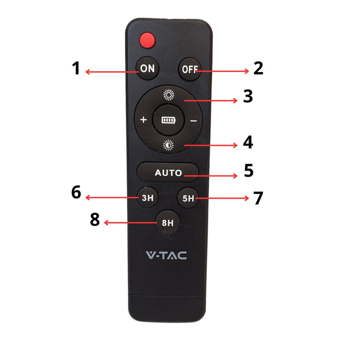 Naświetlacz LED 4000K 800lm + panel solarny 10W + pilot czarny IP65 7824 V-TAC
