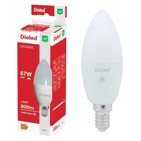 Żarówka LED świeczka E14 9W 6500K 900lm DIO-0050 Dioled