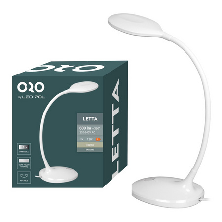 Lampka biurkowa LED 7W 600lm LETTA BIAŁA LED-POL