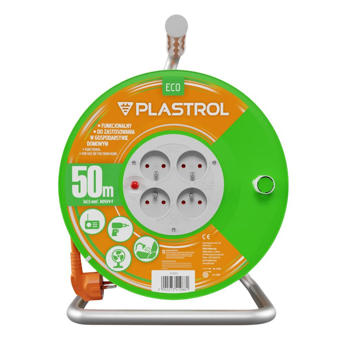 Przedłużacz bębnowy 4x2P+Z 3x1.5/50M W-98951 PLASTROL