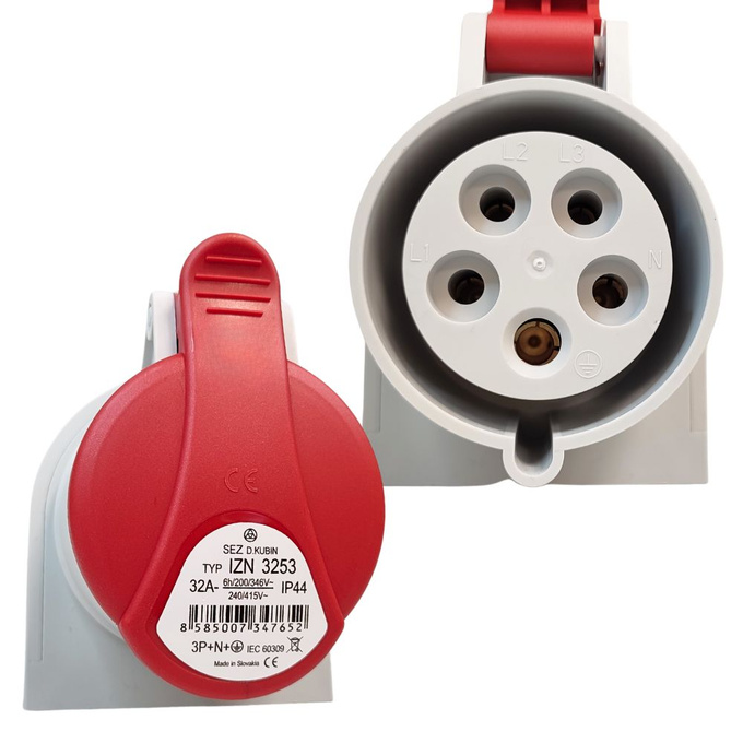 Gniazdo siłowe z klapką stałe 32A 5P IP44 IZN 3253 SEZ