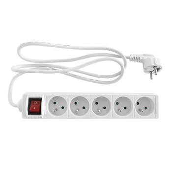 Przedłużacz 5GN + włącznik 1.5m ZU BIAŁY M20560 ECOLIGHT