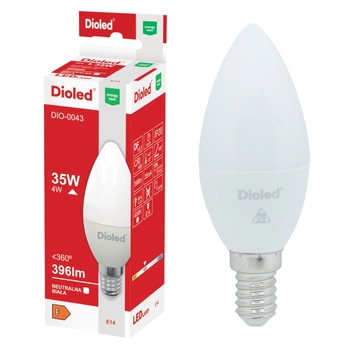 Żarówka LED świeczka E14 4W 4000K 396lm DIO-0043 Dioled