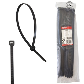 Opaska kablowa zaciskowa 3,6x370 czarna UV ERKO
