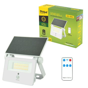 Naświetlacz solarny BALDUR BIAŁY 1100lm 4000K czujnik ruchu pilot DIO-0641 Dioled