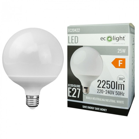 Żarówka LED G120 E27 25W 4000K 2250lm GLOBE EC20422 Ecolight