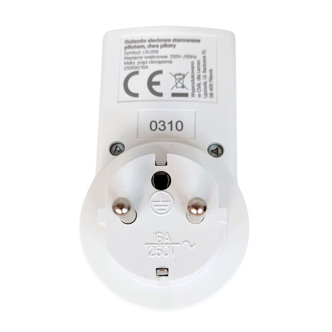 Gniazdo sieciowe sterowane + 2x pilot białe LXU206 LAMEX