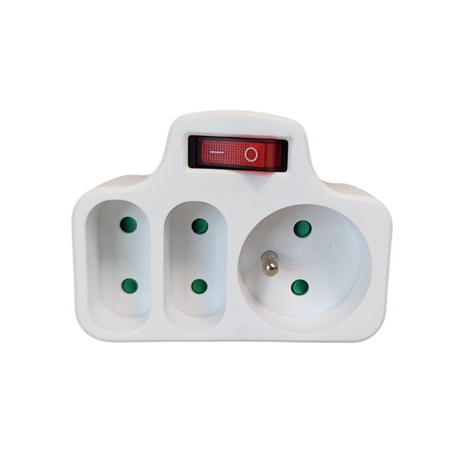 Rozgałęźnik z włącznikiem 2P+Z + 2x 2P biały LX9504 LAMEX