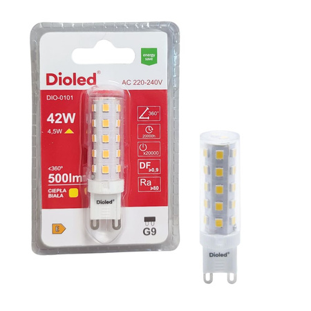 Żarówka LED G9 4,5W 3000K 500lm DIO-0101 Dioled