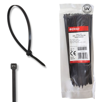 Opaska kablowa zaciskowa 2,5x200 czarna UV ERKO