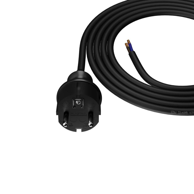 Przewód przyłączeniowy gumowy z wtyczką prostą 3x1.5 IP44 2m czarny W-97270 PLASTROL