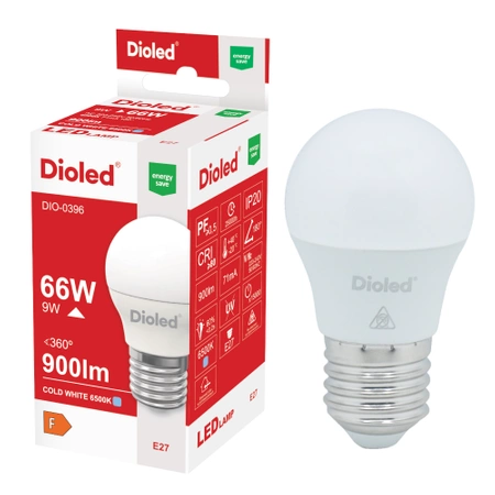 Żarówka LED kulka E27 9W 6500K 900lm DIO-0396 DIOLED