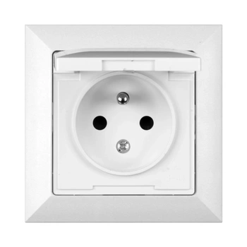 OPAL biały gniazdo pojedyncze z uziemieniem z klapką GPT-16 OPH Timex