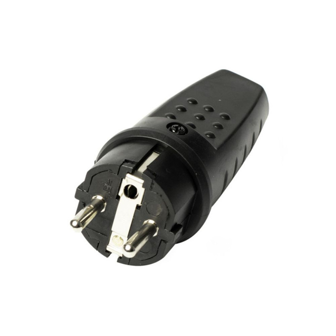 Wtyczka gumowa UNI-SCHUKO czarna 16A IP44 E602227 INQ
