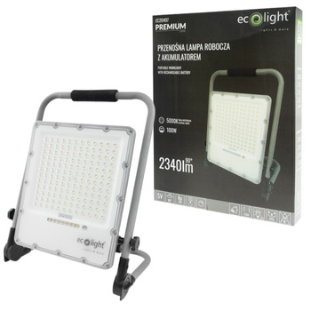 Naświetlacz przenośny LED 100W 5000K 2340lm IP65 akumulator EC20497 Ecolight