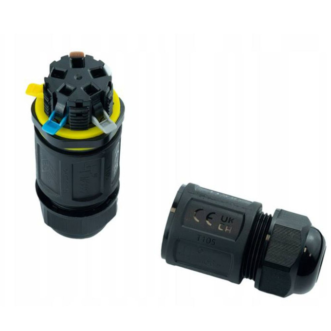 Złącze kablowe rozgałęźnik 2out 5PIN z szybkozłączem 5x0,5-2,5mm IP68 24A LXZE82 LAMEX