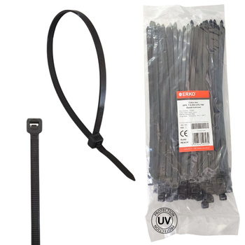 Opaska kablowa zaciskowa 7,6x250 czarna UV ERKO
