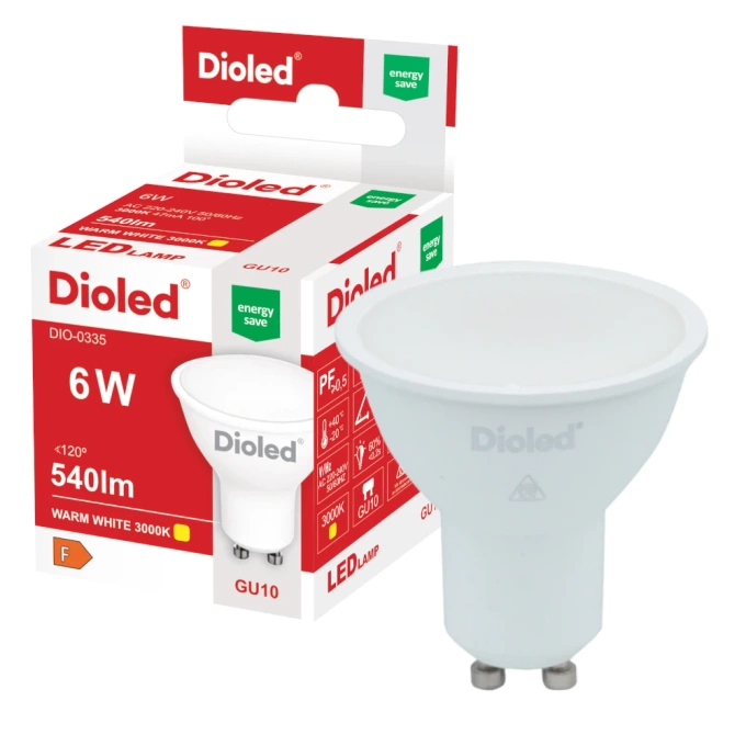 Żarówka LED GU10 6W 3000K 540lm DIO-0335 DIOLED