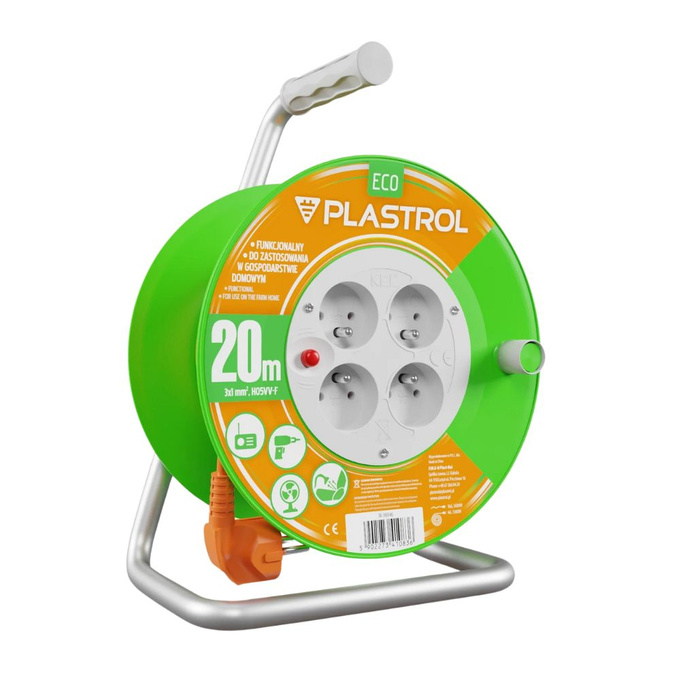 Przedłużacz bębnowy 4x2P+Z 3x1/20M W-98946 PLASTROL