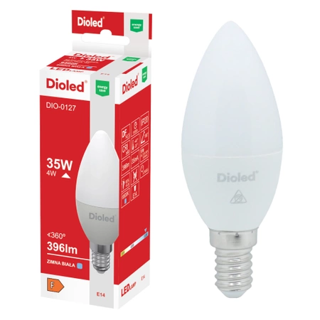 Żarówka LED świeczka E14 4W 6500K 396lm DIO-0127 Dioled