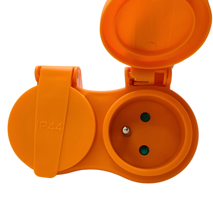 Rozgałęźnik z klapkami 2x2P+Z UNISHUKO IP44 pomarańczowy W-97745 PLASTROL