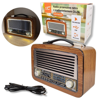 Radio przenośne z podświetleniem RETRO FM/AM/SW/USB OLZA  LTC102UBT LAMEX