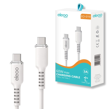 Kabel USB-C do USB-C 3A 60W 1m BIAŁY EO-019 eleoo