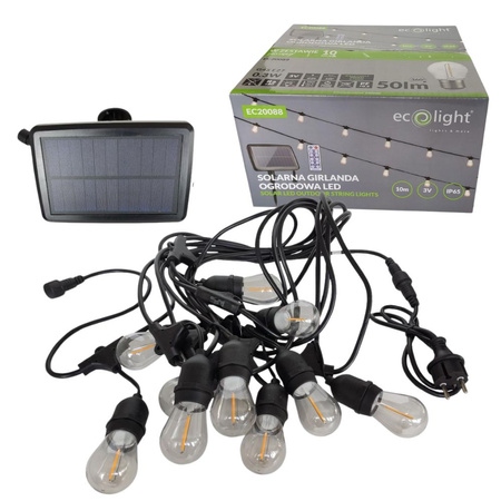 Girlanda ogrodowa solarna 10m 10x E27 0,3W EC20088 Ecolight