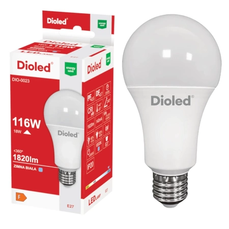 Żarówka LED E27 18W 6500K 1820lm Dioled