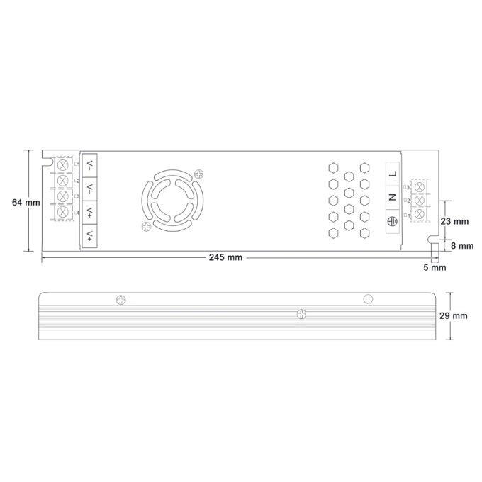 Zasilacz LED 12V 350W 29,17A MODUŁOWY grafitowy Nextec