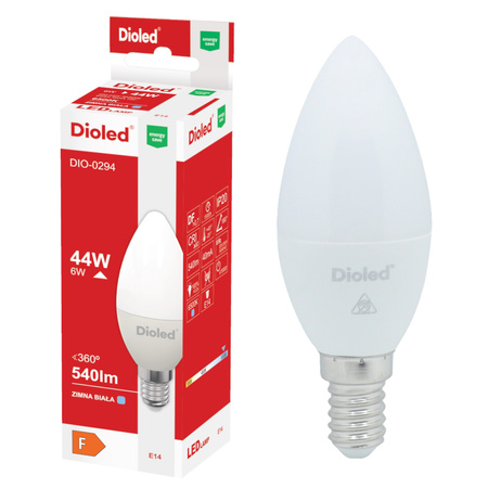 Żarówka LED świeczka E14 6W 6500K 540lm DIO-0294 DIOLED