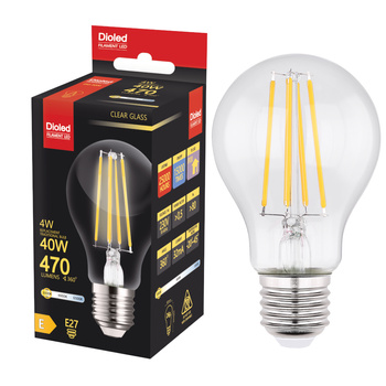 Żarówka LED A60 E27 4W 3000K 470lm filament DIO-0200 DIOLED