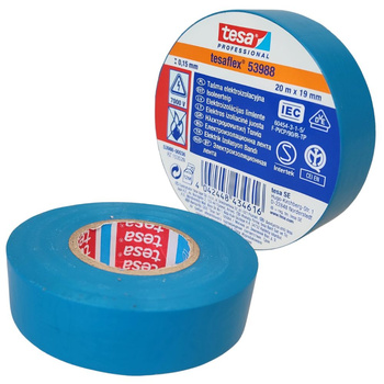 Taśma elektroizolacyjna PVC 20m x 19mm niebieska TESA