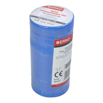 Taśma elektroizolacyjna PVC 19x20 niebieska 8 sztuk ERKO