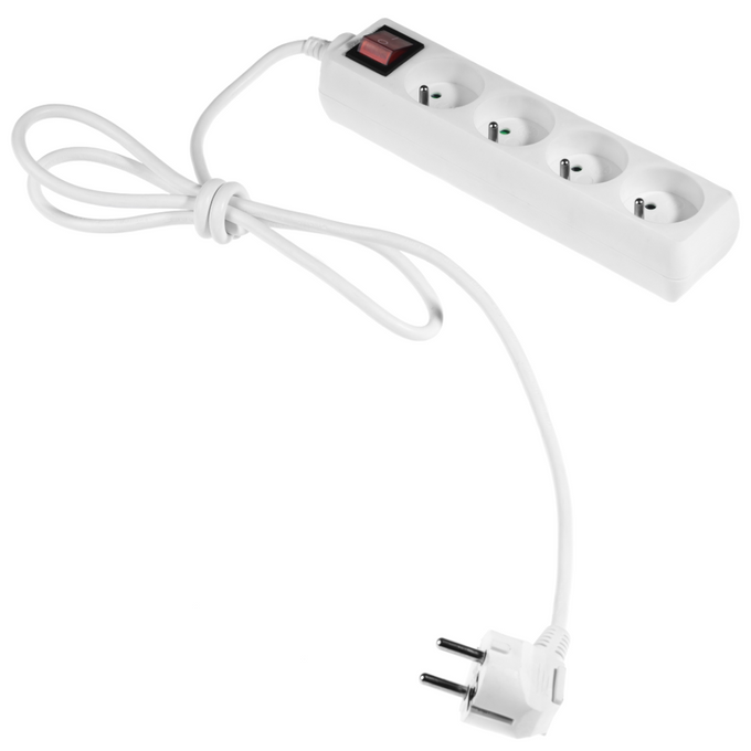 Przedłużacz z wyłącznikiem 4-gniazda 3m 10A Z/U biały W-97493 PLASTROL