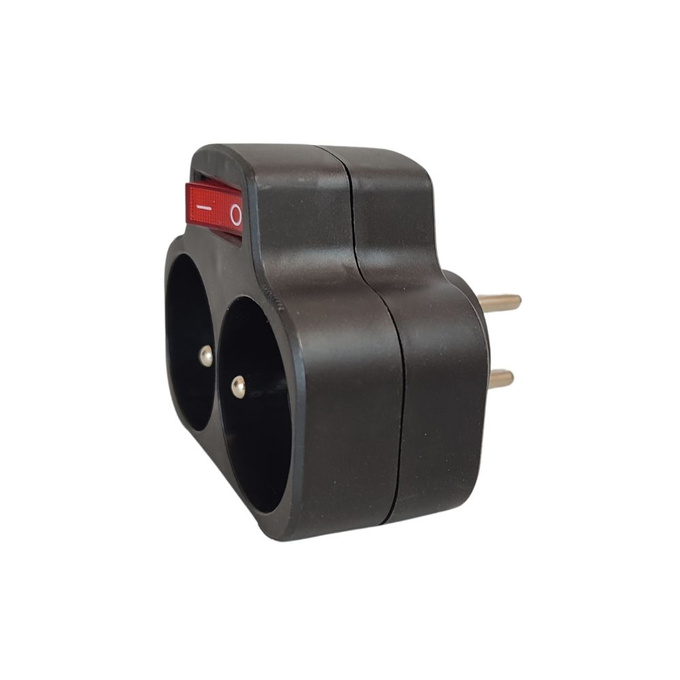 Rozgałęźnik z włącznikiem 2x2P+Z czarny LX9507 LAMEX