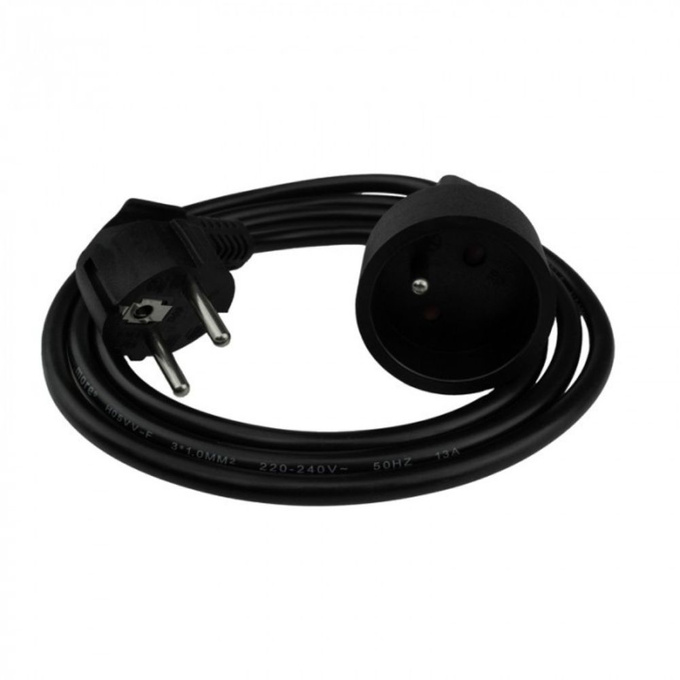 Przedłużacz jedno gniazdo z uziemieniem 1.5m czarny IP20 M20567 ECOLIGHT