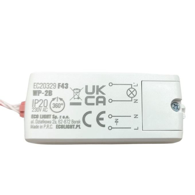 Włącznik bezdotykowy zbliżeniowy PIR WP-2B IP20 1,5m biały EC20329 ECOLIGHT