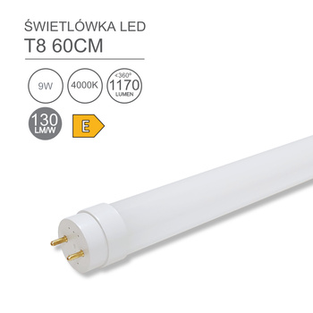 Tuba świetlówka LED T8 9W 4000K 1170lm 60cm DIO-0243 Dioled