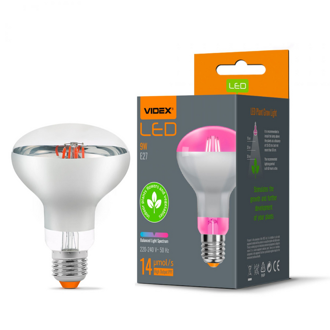 Żarówka LED do roślin filament R80 E27 9W VIDEX