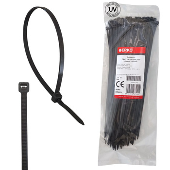 Opaska kablowa zaciskowa 3,6x250 czarna UV ERKO