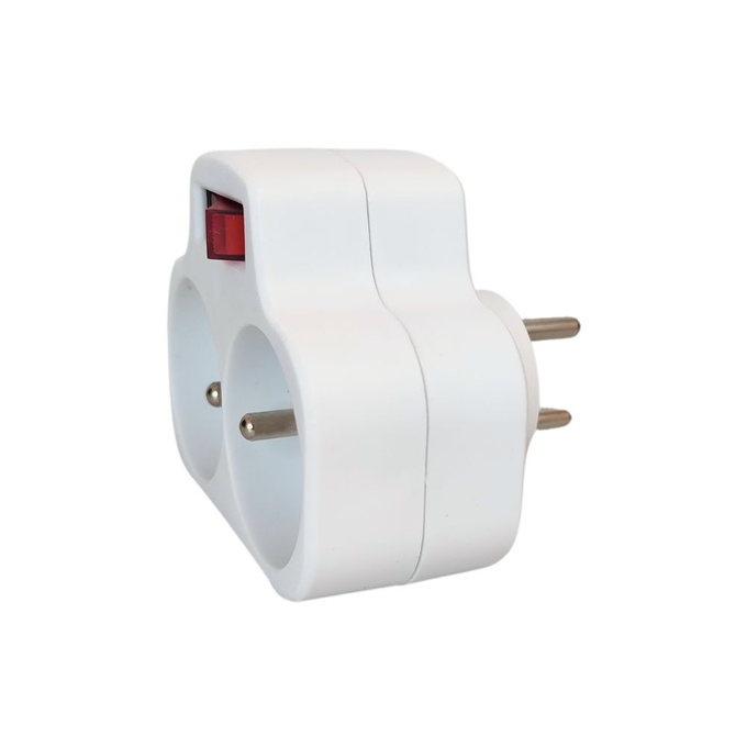 Rozgałęźnik z włącznikiem 2x2P+Z biały LX9506 LAMEX