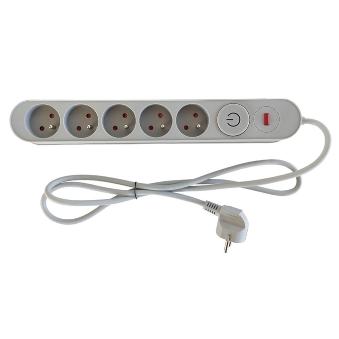 Przedłużacz 5 gniazd 1.5M z włącznikiem SZARY W-00018 Plastrol