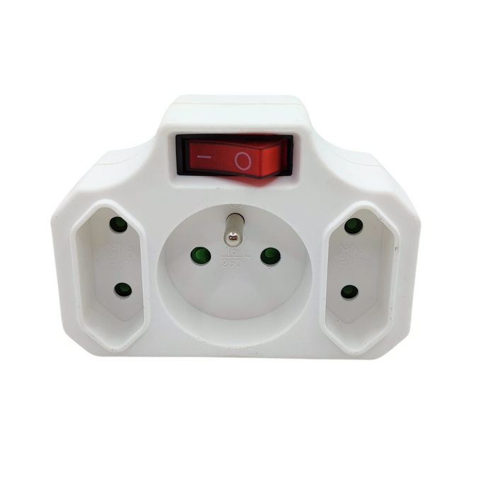 Rozgałęźnik wtyczkowy z wyłącznikiem 2P+Z+2x2P biały W-01138 PLASTROL