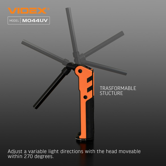 Latarka wielofunkcyjna LED 10W 400lm COB UV USB-C M044UV Videx